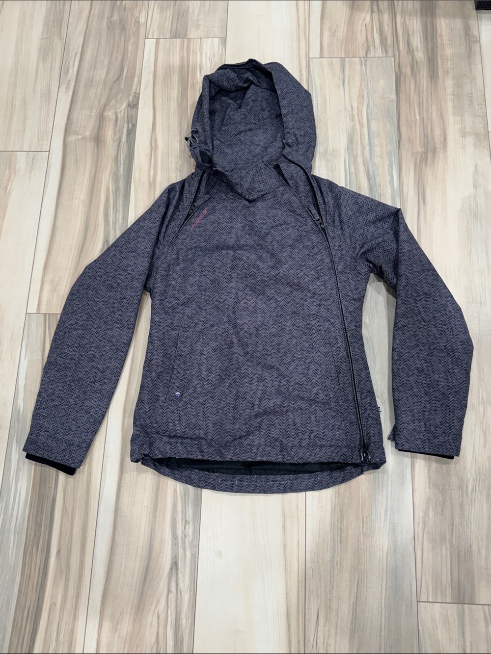Vegan Ragwear Women's Ski Jacket in Dark Gray & Black Herringbone | XS